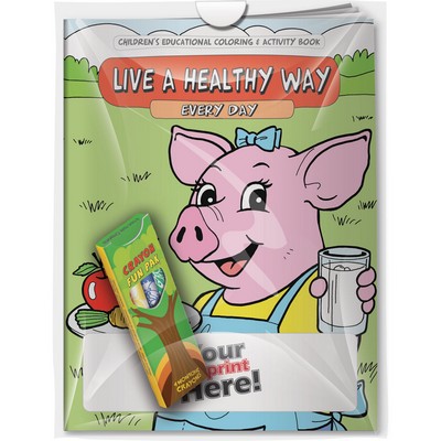 Combo Pack - "Live a Healthy Way Every Day" Coloring Book & 4-Pack of Crayon in a Poly Bag